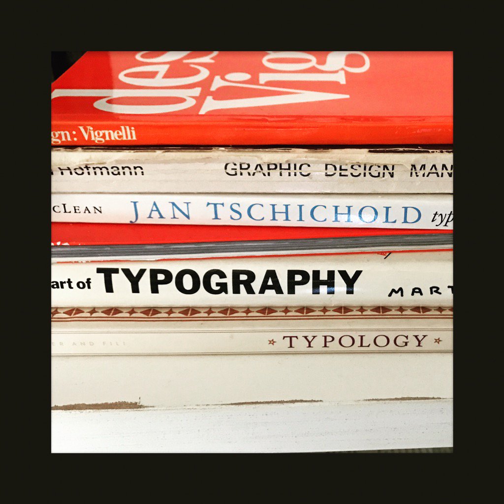 starkwork's tweet photo. View from my desk, timeless design mentors. Just a fraction of the #StarkWork design library #typography #design https://t.co/3v2C1XaTfo