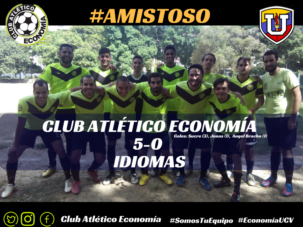 CA_Economia's tweet photo. #Amistoso | Club Atlético Economía 5-0 Idiomas | FINAL | GOLES: Jonathan Sucre (3), Jonas (1), Angel Domingo Bracho (1). https://t.co/vWJVk7lzZL