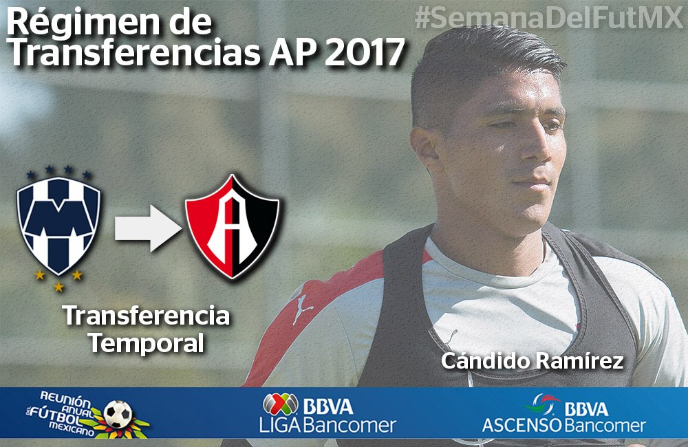 LigaBBVAMX's tweet image. #TransferenciasAP2017 
Cándido Ramírez renueva su préstamo de @Rayados con @atlasfc 
⚽ #SienteTuLiga ⚽ #SemanaDelFutMX