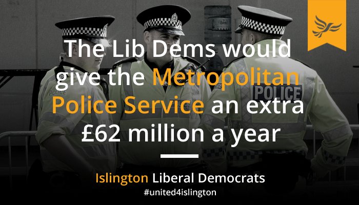 IslingtonLibDem's tweet image. “Only the Lib Dems have a credible plan to… ensure the police have the resources… to keep us safe” @LibDemkeith buff.ly/2rUiEik