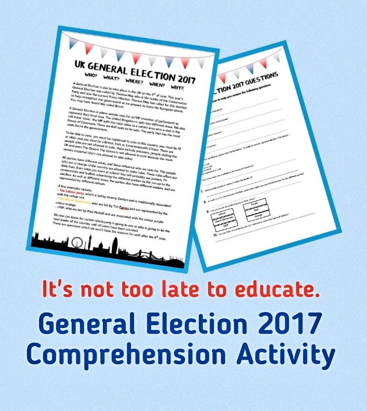 TreehouseEd's tweet photo. General Election Comprehension (Text, Questions &amp; Answers) available exclusively at https://t.co/oksCOGuGMr #GeneralElection17 #GE2017 https://t.co/F5c4uXIu6s