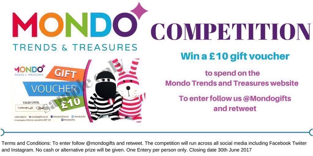 #COMPETITION.  Win a £10 Gift Voucher to spend on our website mondogifts.co.uk To enter follow <a href="/mondogifts/">Mondo Gifts</a> &amp; re-tweet to enter