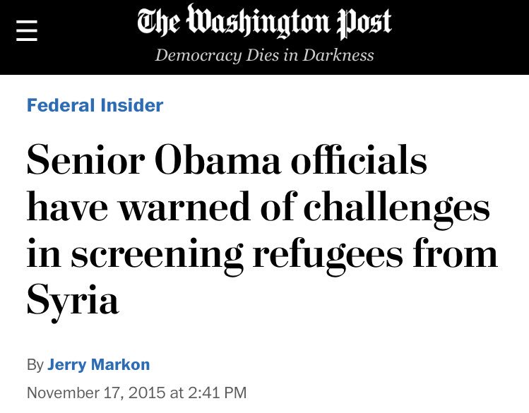 almostjingo's tweet photo. Oh look in 2015 when @washingtonpost still did actual reporting they knew we needed #extemevetting #travelban https://t.co/2OuSQ0PXxX