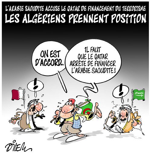 L'Arabie Saoudite accuse le Qatar de financement du terrorisme. 
Les Algériens prennent position. #Golfe
