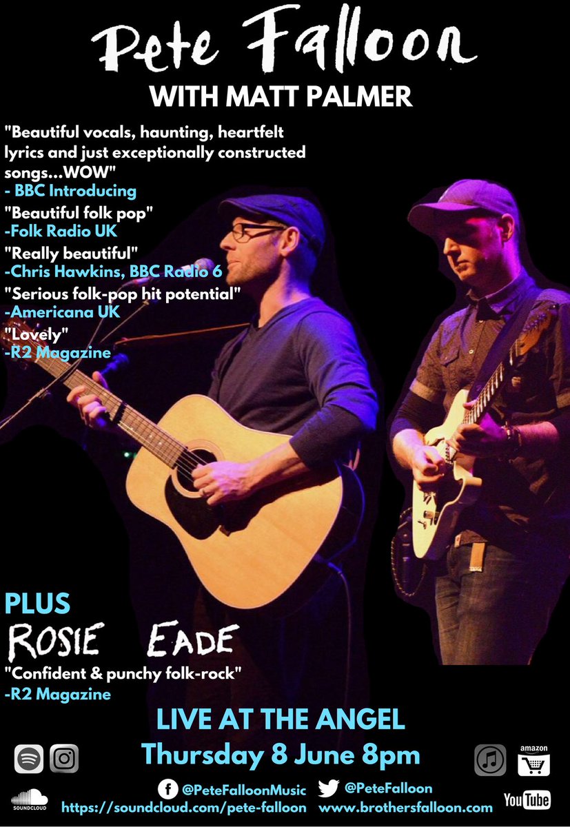 PeteFalloon's tweet photo. FREE Gig tomorrow Thurs 8 June 
@angelexeter featuring Matt Palmer + set from the fab @folk_pixie Rosie Eade!
#exeter #livemusic #newmusic https://t.co/jPJyjACt1X