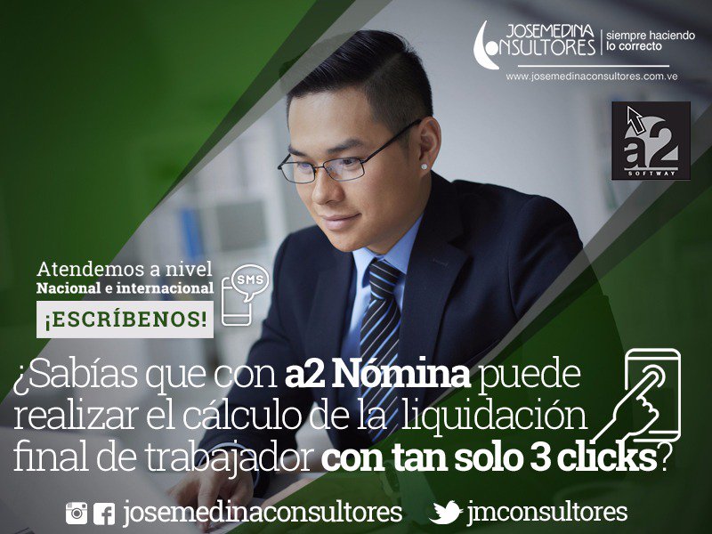 jmconsultores's tweet photo. ¿Sabias que con a2 Nómina puedes realizar el cálculo de la liquidación final de trabajador con tan solo 3 clicks? https://t.co/vk8ioklnHn