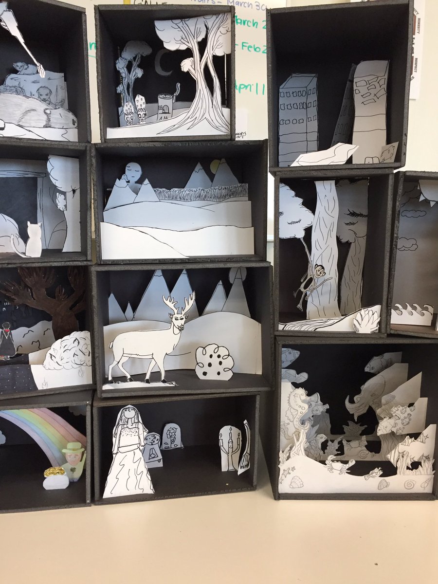 VictoriaKarmali's tweet photo. Depth Box Drawings...fantastical and surrealist by Art 9 #draw #makeart #wearechinook @ChinookCoyotes @LethSD51 https://t.co/2Nsg2wAWSk