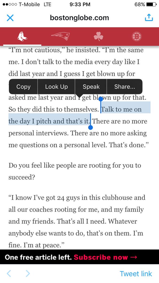 theeNEXTone's tweet photo. "(Media can) Talk to me on the day I pitch, that's it" Price tells media-lifer Shaughnessy today... a day he's NOT pitching #WinAPlayoffGame https://t.co/KOclKqjBZw