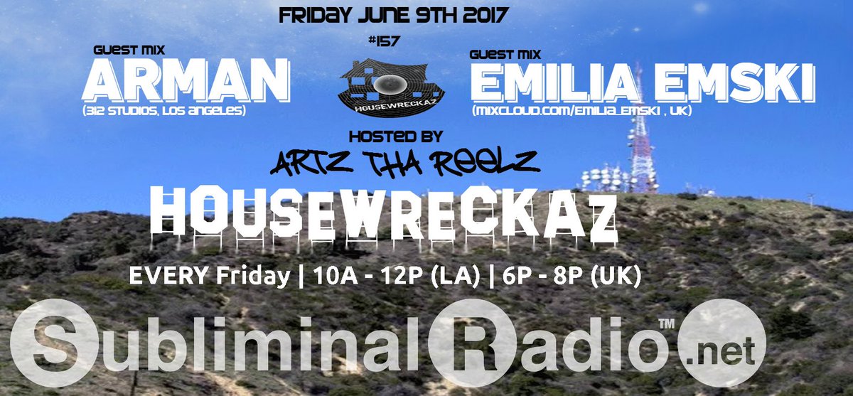 artzthareelz's tweet photo. Friday on @subliminalrdio ! #HouseWreckaz #RadioShow #Episode 157 🦄🙌🎧 https://t.co/PZVhzb4vs0