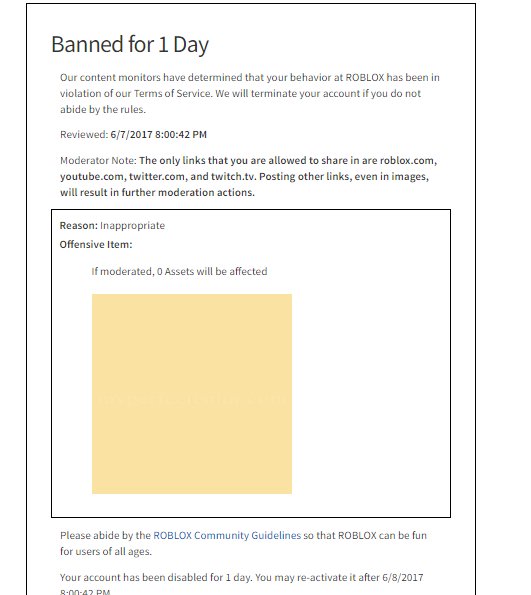 Sans The Skeleton On Twitter Roblox Roblox Can You Explain This Stupid Over Reacted Ban I Mean Seriously Banning Me For Making A Pastel Yellow Decal Watswrongwithu Https T Co Jvvwwirdu1