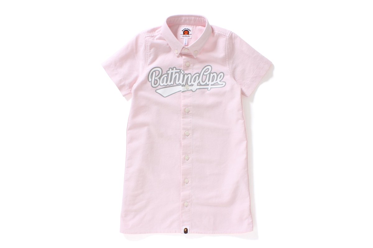 Bape Com Bathing Ape Oxford S S Shirt Onepiece Bape Kids より スポーティーなタイポグラフィで胸元にデザインした Bathing Ape とトレンドの淡い色合いで仕上げたシャツワンピースが6月10日 土 発売開始します T Co Pcp0p5qmur