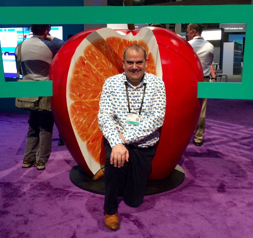 spoorend's tweet photo. Martijn inside an HPE Orange 😀. #HPEContest #HPEPointnext https://t.co/SSmU8i9CYP