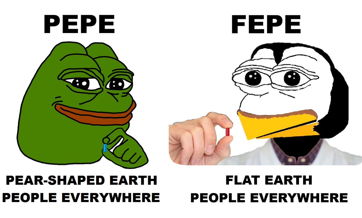 FlatMatt2017's tweet photo. #fepe #fepethepenguin #pepeisdead #taketheredpill #flatearth #earthisflat

THE DIFFERENCE BETWEEN PEPE VS FEPE

BLUE OR RED PILL? 💊 https://t.co/R6nqM12FiN