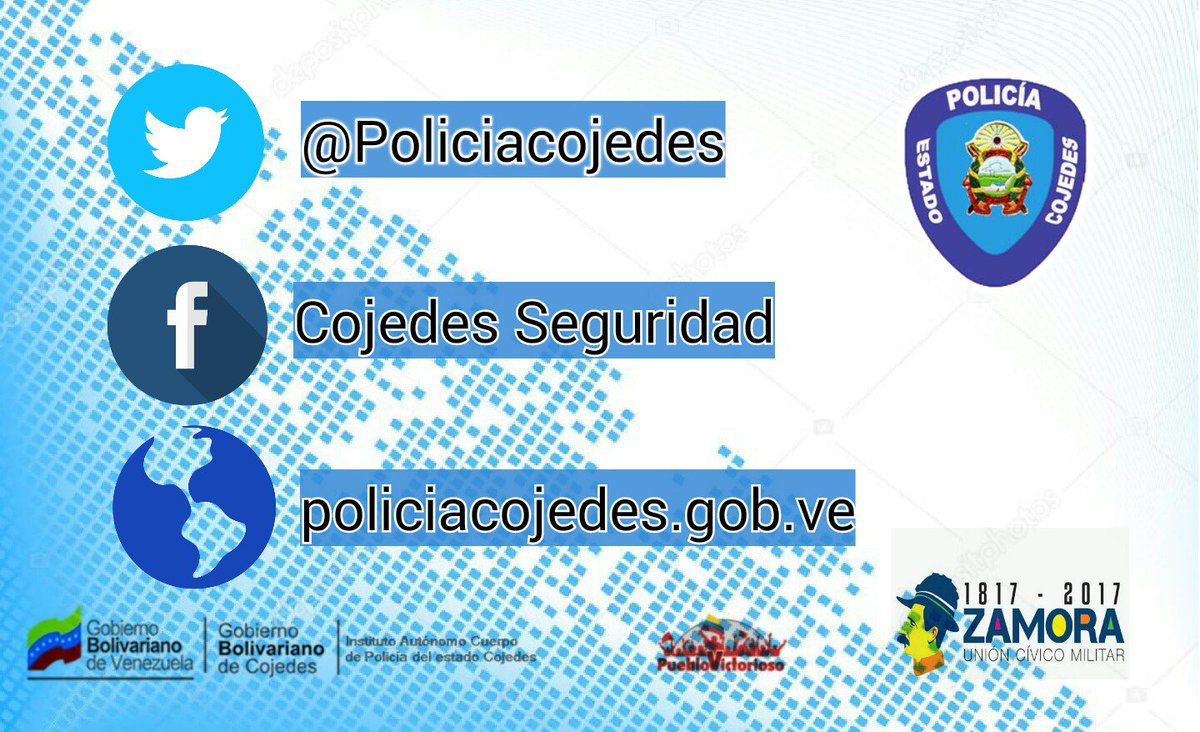 PoliciaCojedes's tweet image. Síguenos en las redes sociales y visita nuestro sitio web #IACPEC #SeguridadCojedes
