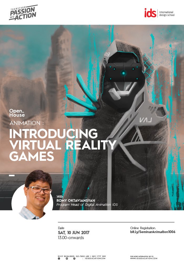 Jgn lupa REGIST, klik: bit.ly/SeminarAnimati… utk hadir di #SeminarAnimasi INTRODUCING VIRTUAL REALITY GAMES (10 Juni 2017)