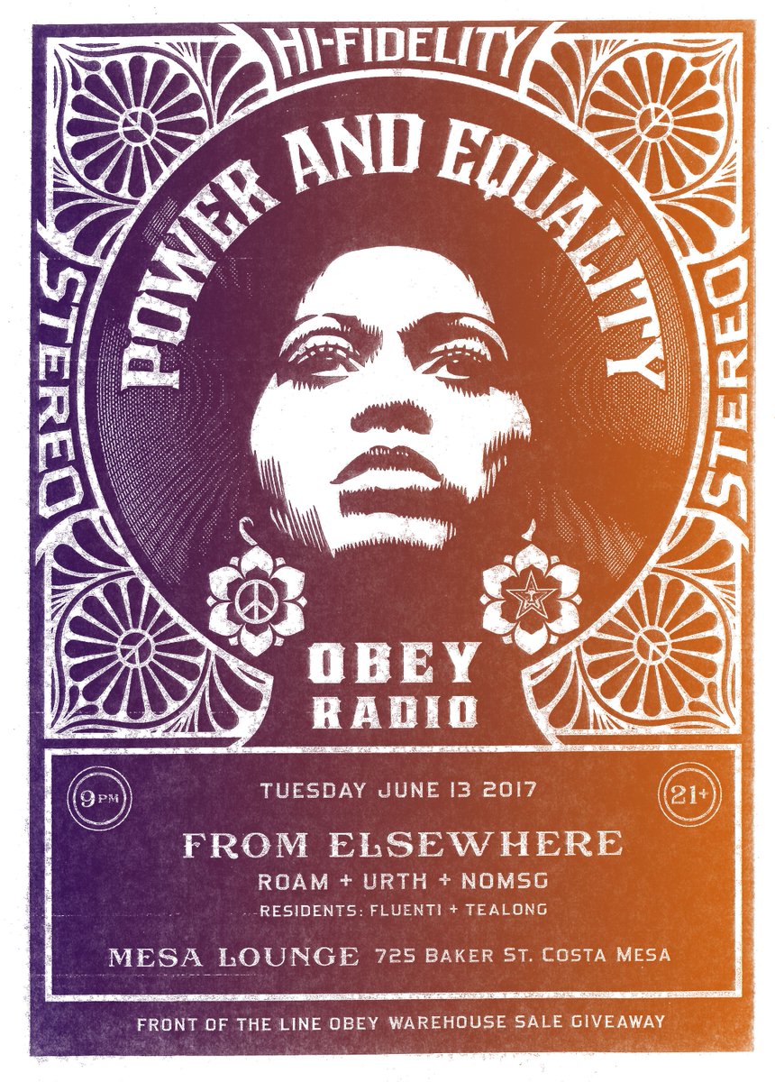 Join us 6/13 for #OBEYradio at <a href="/mesalounge/">725 Baker</a>! 21+ Doors at 9AM. We'll be giving away Front of the Line Passes for our #OBEYWarehouseSale too!