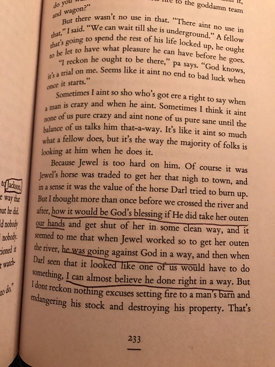 will2018p3m's tweet photo. At this point, Cash realizes he burden that Addie Bundren has put upon their family and he wishes that it would just go away #aild53 https://t.co/6f3Od32Ji4