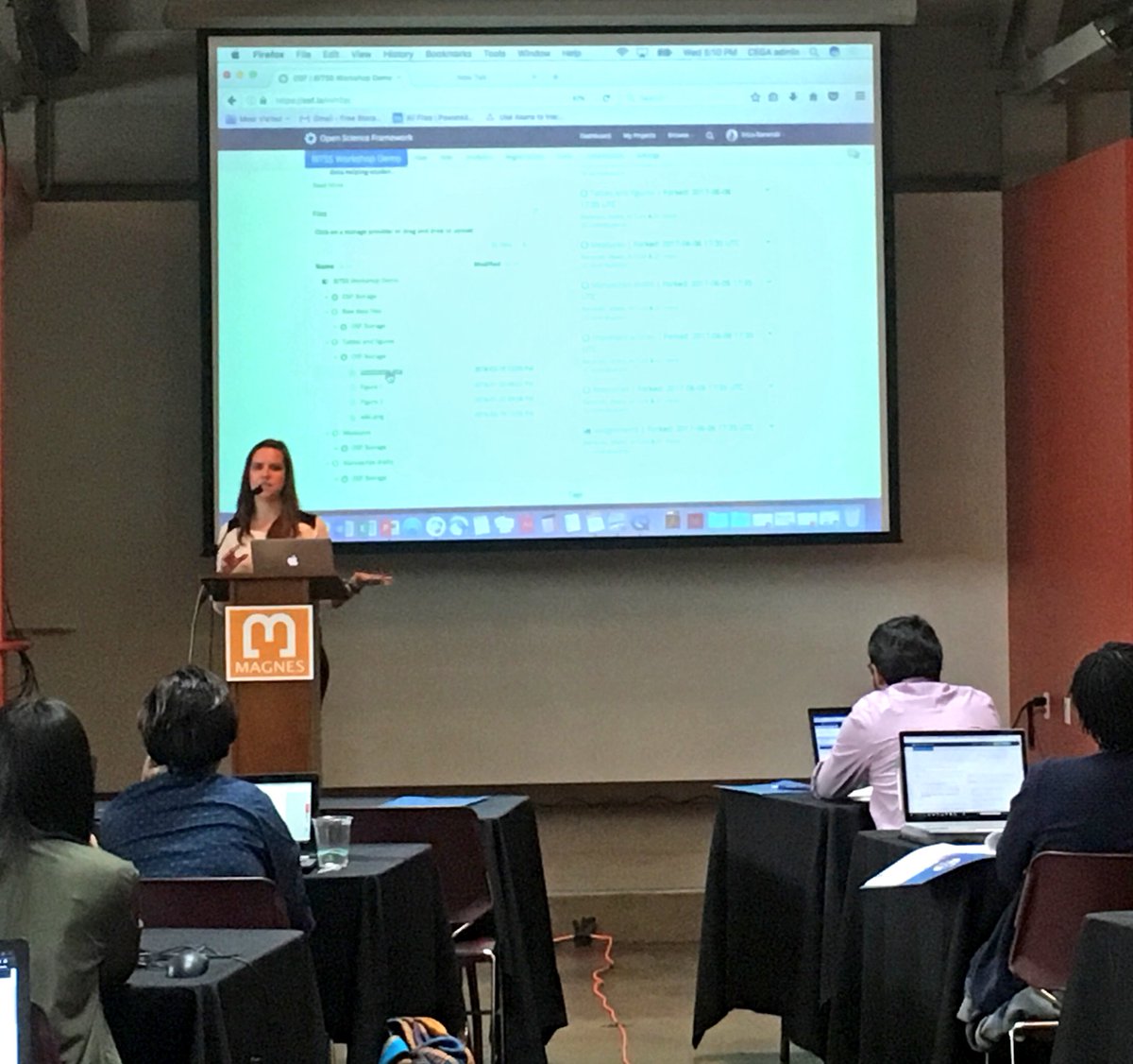 UCBITSS's tweet photo. Thx @ericabrann for the great @OSFramework demo! Looking forward to the #preregistration session tmrw! Demo+slides @ https://t.co/D0iMtwMS5S https://t.co/IBjDfIvOlT