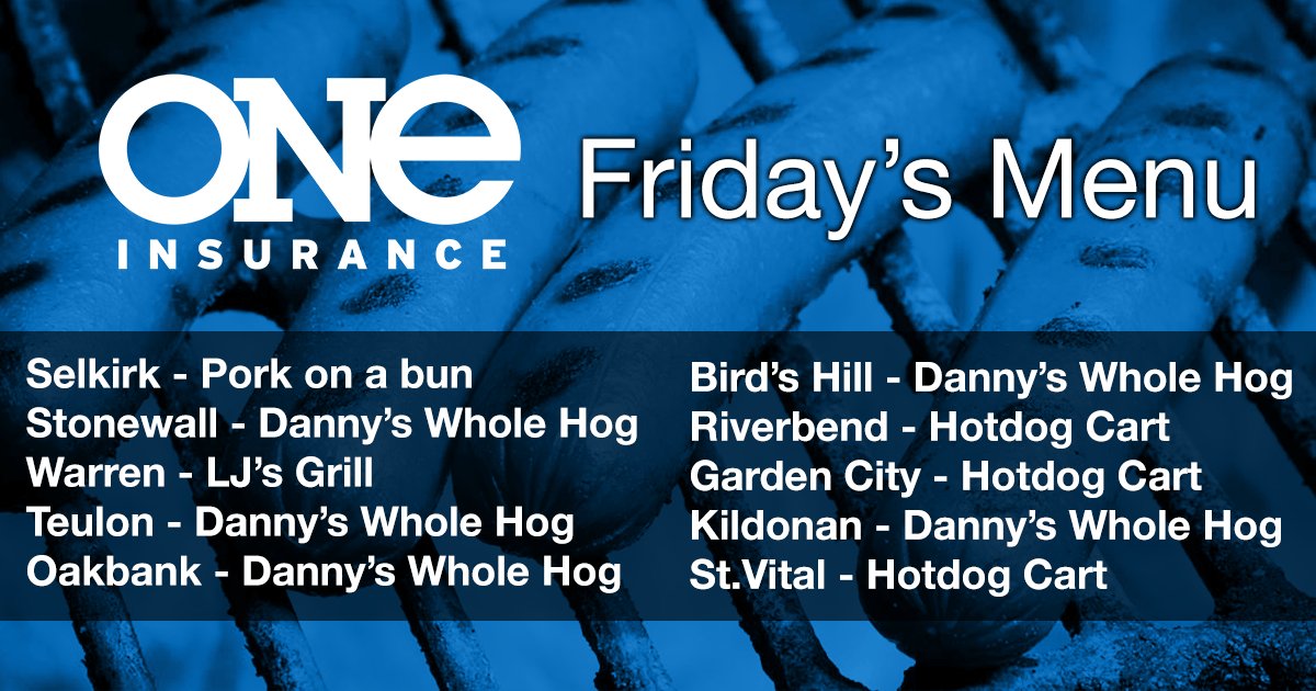 oneinsurancemb's tweet photo. Take a look of what we will be serving at each location on Friday. @BBQDannys @LJsGrill https://t.co/HW1DAp9mH8