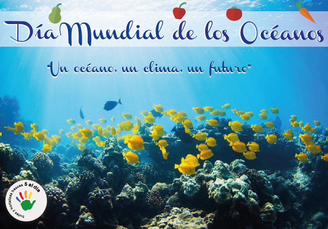 5aldiaspain's tweet photo. Hoy celebramos el #DíaMundialdelosOcéanos con el lema "Un océano, un clima, un futuro". #Practica5 #FrutasyHortalizassiempre https://t.co/6vlPIGWO31