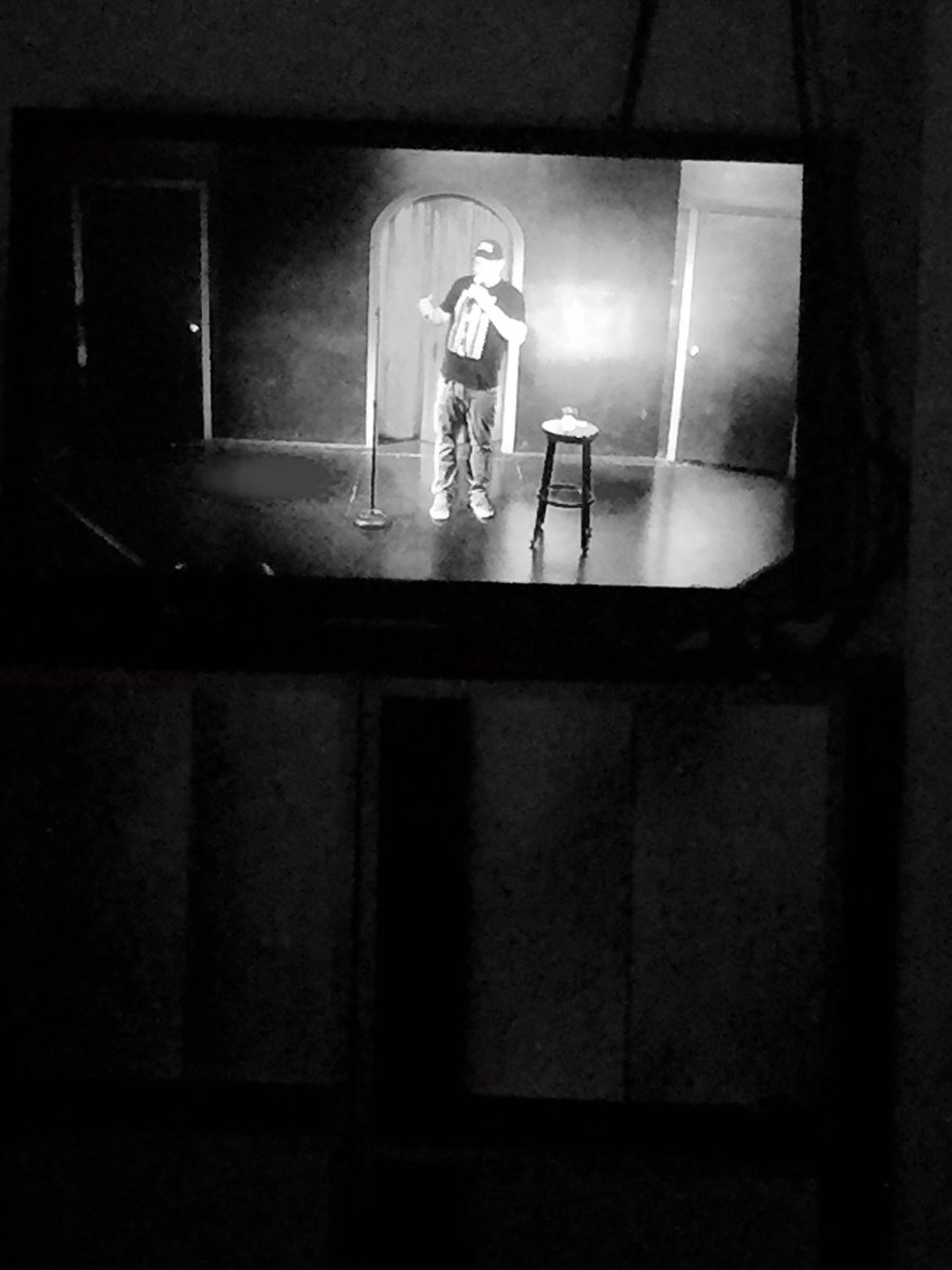JoshuaMclane's tweet photo. @jtstandup is on the TV!! He's also killing it to a crowd that I scared the shit out of. #jttoleratesjosh #Nashville #thirdcoastcomedy https://t.co/VxwPNOFQfI