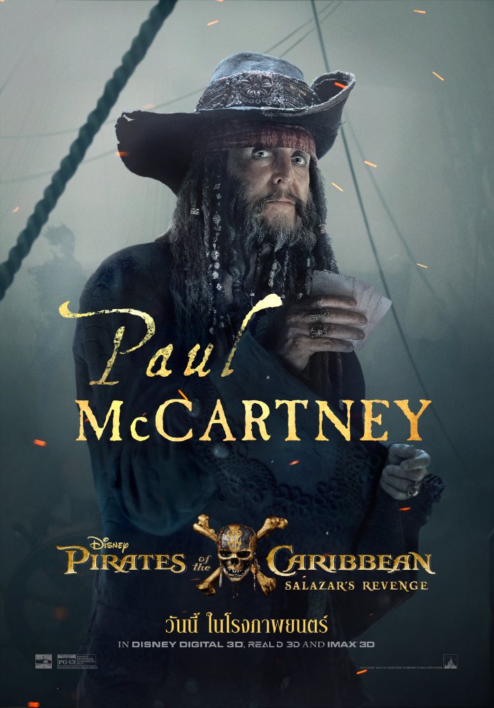 DisneyStudiosTH's tweet photo. พอล แมคคาร์ทนีย์ สมาชิกวงเดอะ บีทเทิลส์ในตำนาน รับบทเป็นใครใน  #PiratesTH #SalazarsRevenge ใครดูมาแล้วตอบได้บ้าง? https://t.co/mGX80v884m