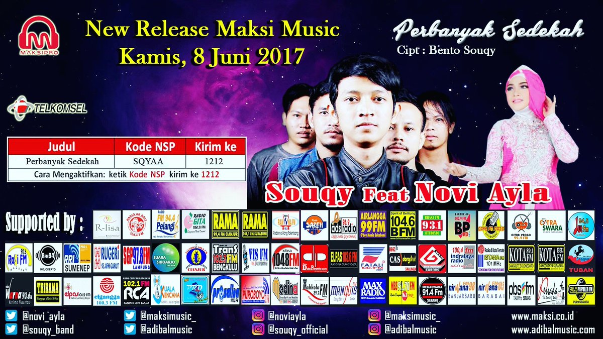 New Release MaksiMusic "Perbanyak Sedekah" SouQy feat Novi Ayla... Ruk dengarkan lagunya di radio-radio seluruh Indonesia dan Request yaa!!