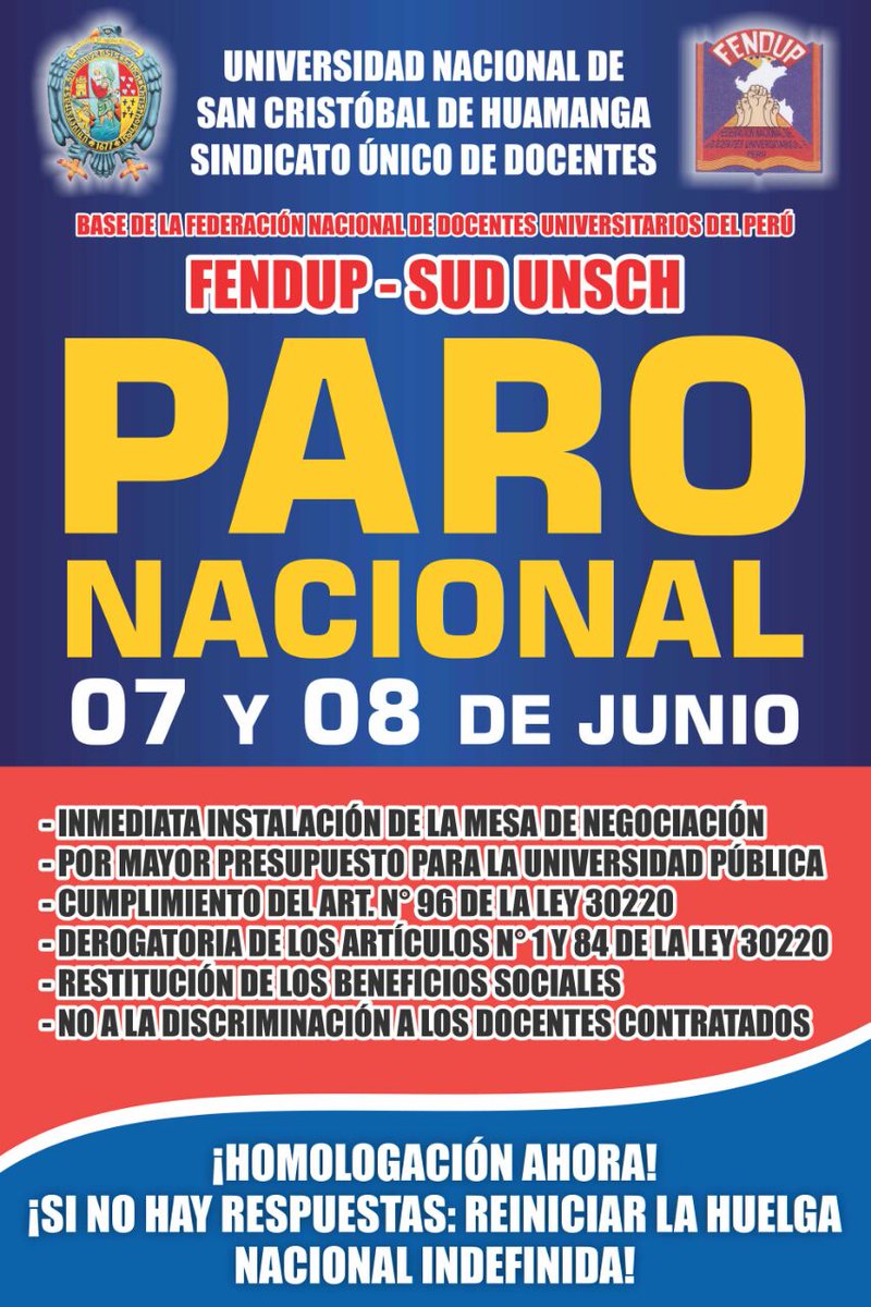 FENDUP_oficial's tweet photo. #FENDUP La docencia universitaria está acatando Paro Nacional pidiendo negociación directa con el ejecutivo las demandas reivindicativas. https://t.co/qgAnDgFmhf