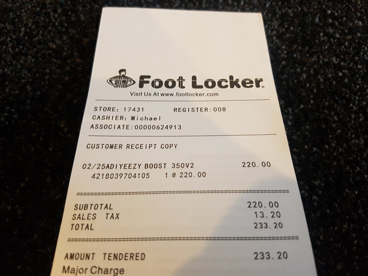 fake yeezy footlocker receipt