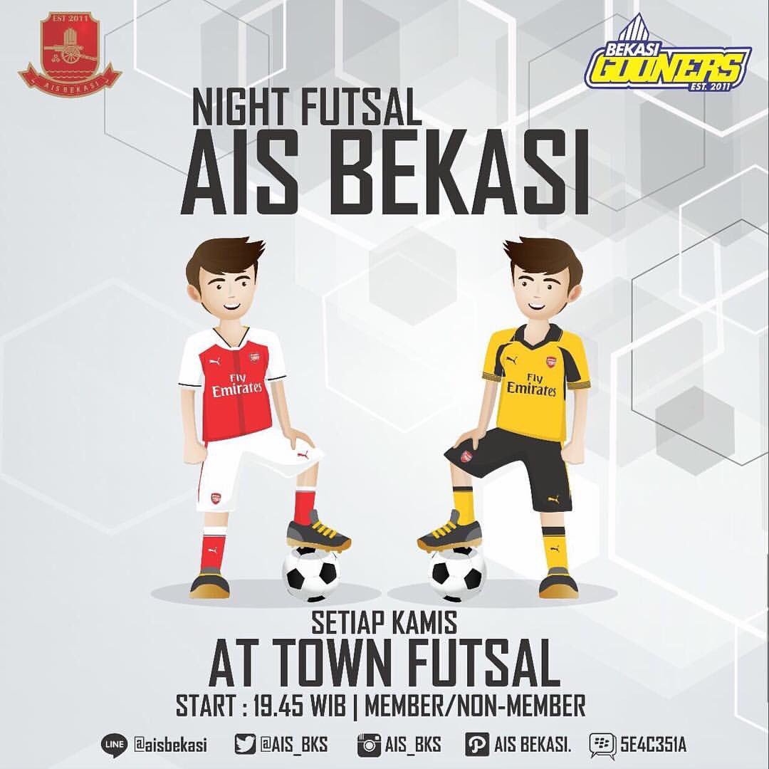 ⚽️ #NightFutsalAISBKS 

📅 Malam ini, 08 Juni 2017
📍 <a href="/TOWN_FUTSAL/">TOWN FUTSAL</a> Pekayon
⏰ start pukul 20.45 WIB
💵 Member/Non-Member Welcome