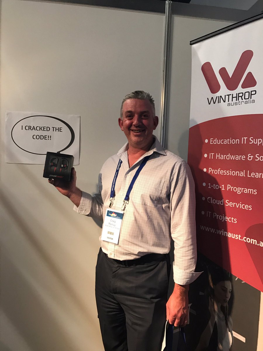 Three winners today!!! Remember to come by booth 99 @EduTECH_AU to try #crackthecode #winthrop