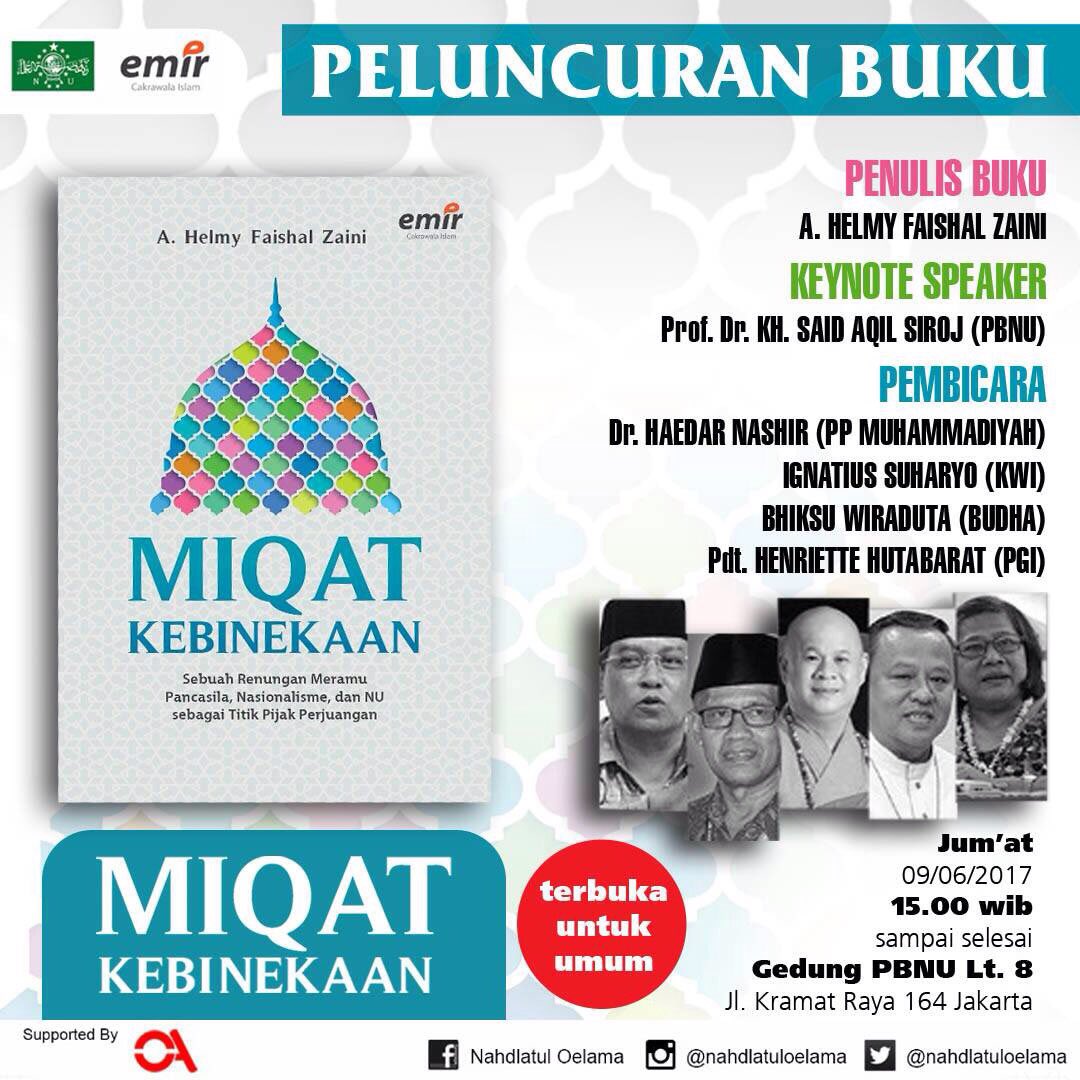 Assalamualaikum. Mengingatkan jgn lupa bsk hadir di PBNU smbil buka brsma dan ngobrol soal buku menarik "Miqat Kebinekaan". Cc@SeputarEvent