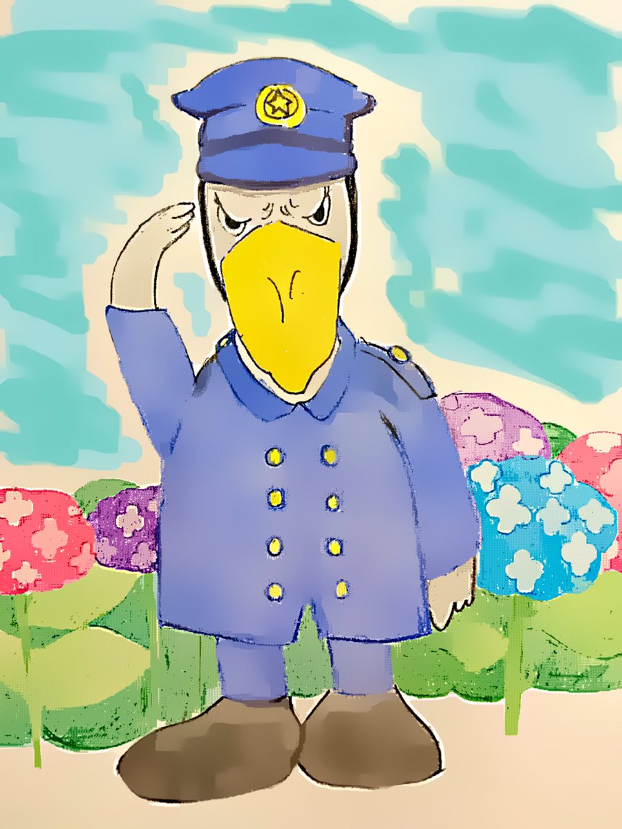 ryugo1972's tweet photo. 「LuckyDragon&amp;HIS FRIENDS」
”ハシビロコウのお巡りさん”
梅雨の街の見まわり
#illustration #Shoebill #Policeman #イラスト #ファンタジー #モンスター #キャラクター #ハシビロコウ #ポリス https://t.co/I8c9eQuQpw