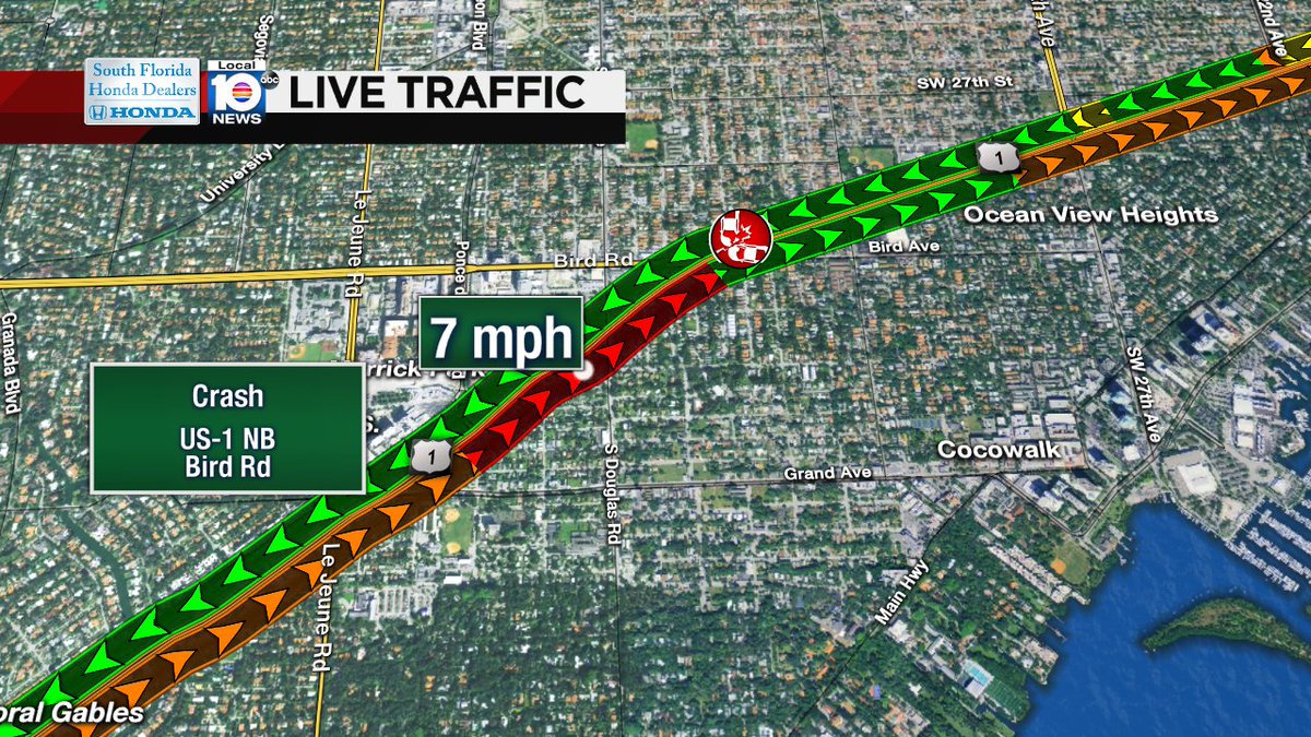 Crash on US-1 NB at Bird Rd #traffic https://t.co/EyllOMGnWd
