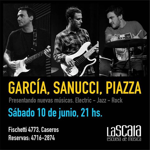 Este #SABADO !! #EnVivo en <a href="/LaScalaCaseros/">La Scala</a> / <a href="/matevoodoo/">Javier García</a> gtr #NicolasSanucci bass <a href="/ChinoPiazza/">Chino Piazza</a> dr / nuevas musicas
#RT <a href="/1000WattsMusica/">1000 Watts Musica</a>