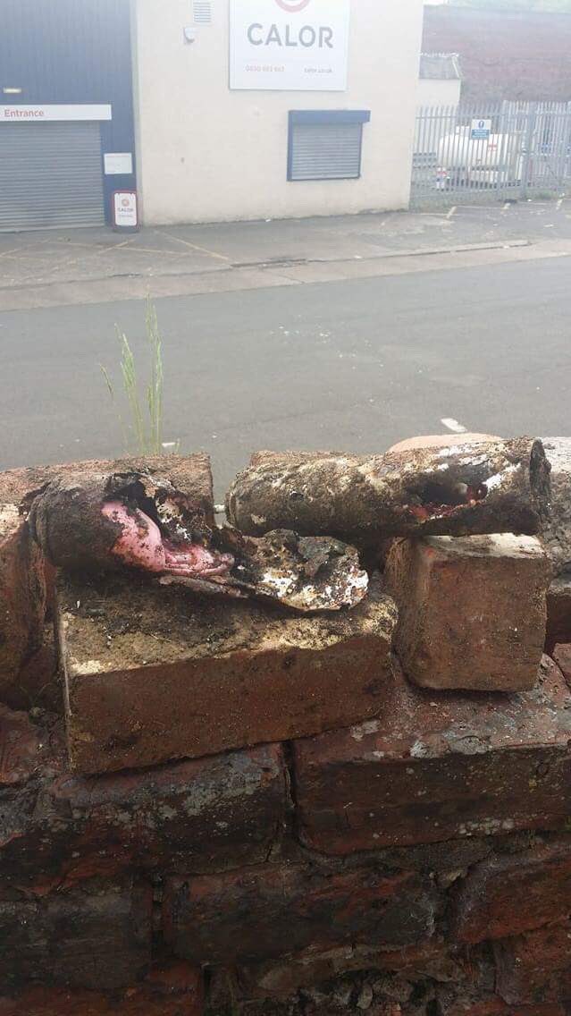 unity_herbal's tweet photo. Lost shackles and exploded gas canisters found under the rubble the other week 😱 #glasgow #tradeston #community #garden https://t.co/2ij6u9hW8g