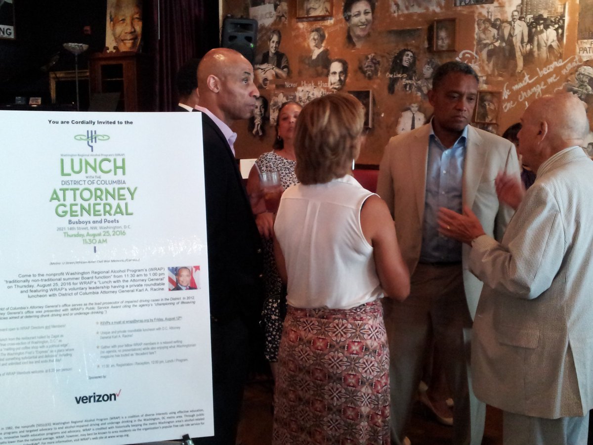 WRAP_org's tweet image. #TBT: D.C. @AGKarlRacine (2nd from r) addressing WRAP Members at the nonprofit's August 2016 roundtable event in the District. #PreventDUI