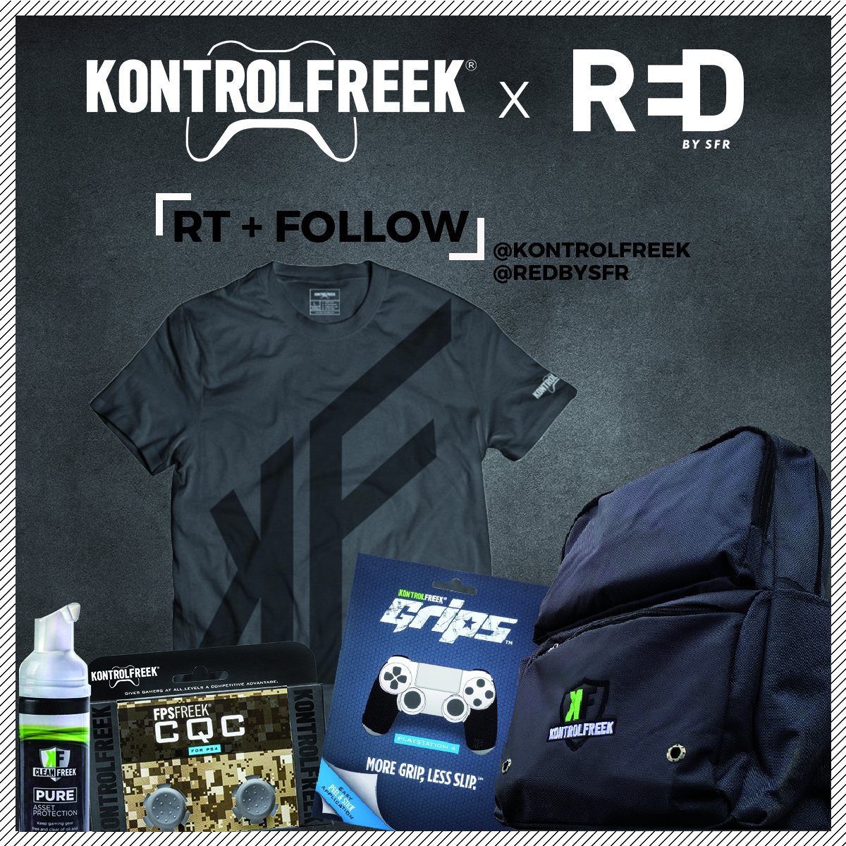 REDbySFR's tweet photo. [#Concours] Fin alternative de la #REDGeekWeek ! Sac + grips + sticks + T-shirt à gagner 🤓
#RT &amp; Follow @KontrolFreek &amp; parle-nous en geek 🎮 https://t.co/1LtthkM4Nt