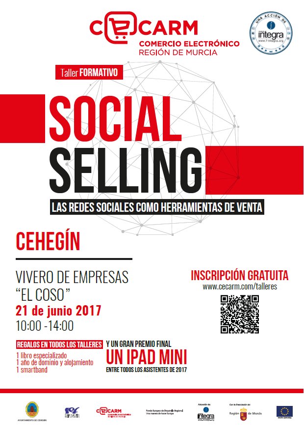 CPEC_Cehegin's tweet photo. Inscríbete en el curso de @cecarm "Social Selling" y saca partido a tus rrss 21 Junio en #Cehegín https://t.co/p6bK9vtX8T https://t.co/wtUkx5QSOS