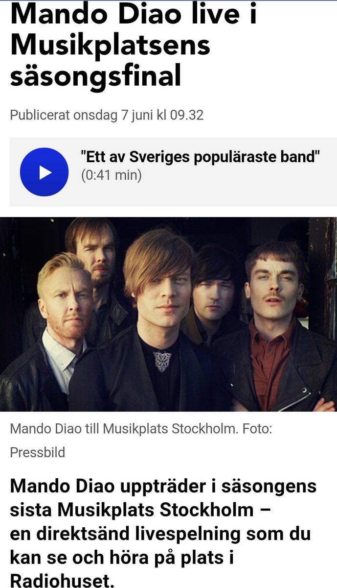 Indiependent_MD's tweet photo. @Mando_Diao live at Musikplatsen in P4 Stockholm https://t.co/FRi1ku9etN #mandodiao #goodtimes #getreadyformando #p4stockholm https://t.co/kOVnCJMdjo