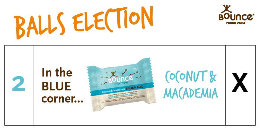 bouncefoods's tweet photo. RT & tag if you vote Blue #Coconutmac to win the #ballselection. The winning Ball & winner announced 09/06/17 Prize: A Tub of Balls! #GE2017 https://t.co/qB6zoKnlwy