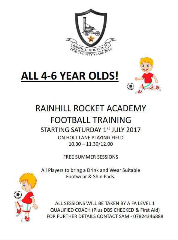 FCRockets's tweet image. Academy to restart on Saturday 1st July on the Holt Playing Fields. 10.30am - 11.30am/12.00pm.