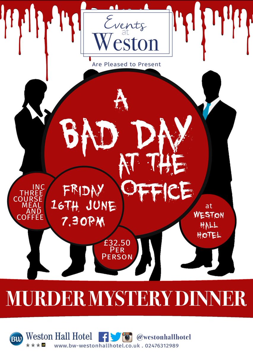 Our next #MurderMystery is taking place on Friday 16th June here in Bulkington