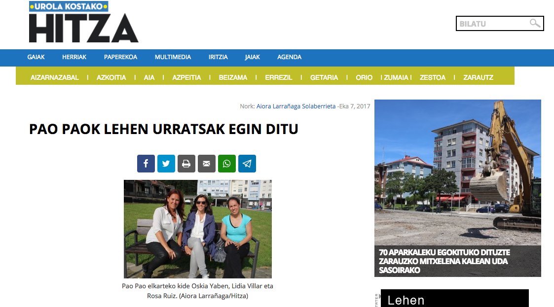 .<a href="/PaoPaoElkartea/">Pao Pao Elkartea</a> -k lehen urratsak egin ditu.
Eskerrik asko @ukHitza, Oskia, Lidia eta Rosa
📰> bit.ly/2sWm1m6