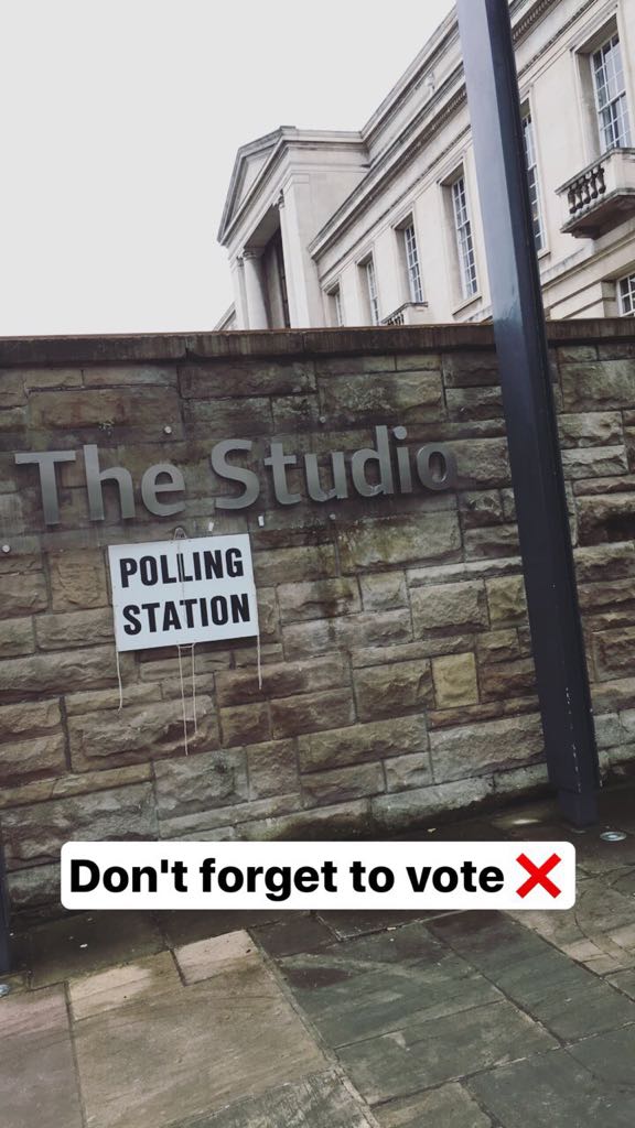 UniofNottingham's tweet photo. Remember that The Studio is a polling station today #VoteDay @UoNSU https://t.co/3G2vb7kNKZ