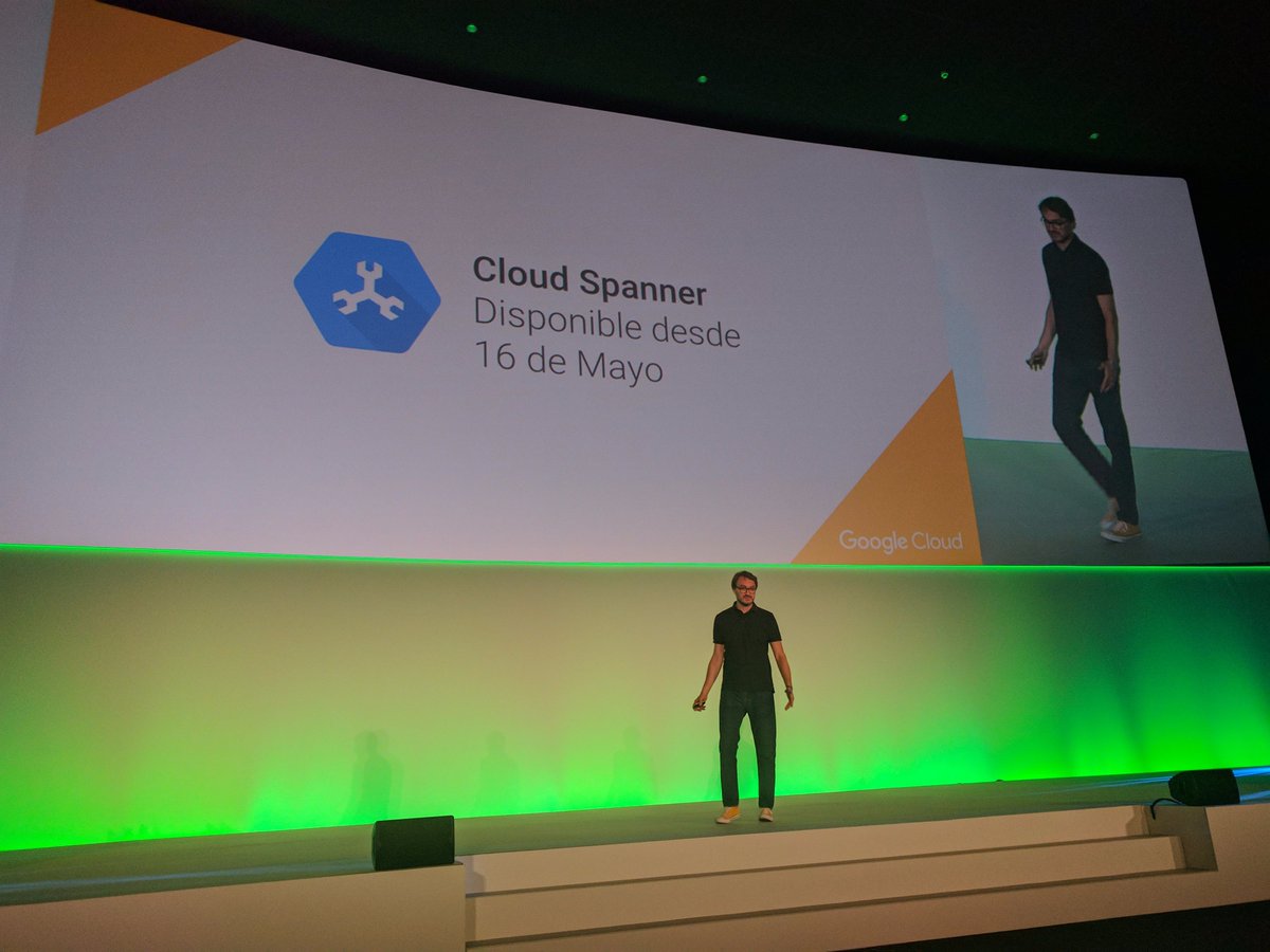 isorna's tweet photo. Cloud Spanner: base de datos relacional, distribuida, con consistencia de datos, dimensionable y de paso te sirve el cafe #CloudNext17 https://t.co/o0DYU7uZ9P