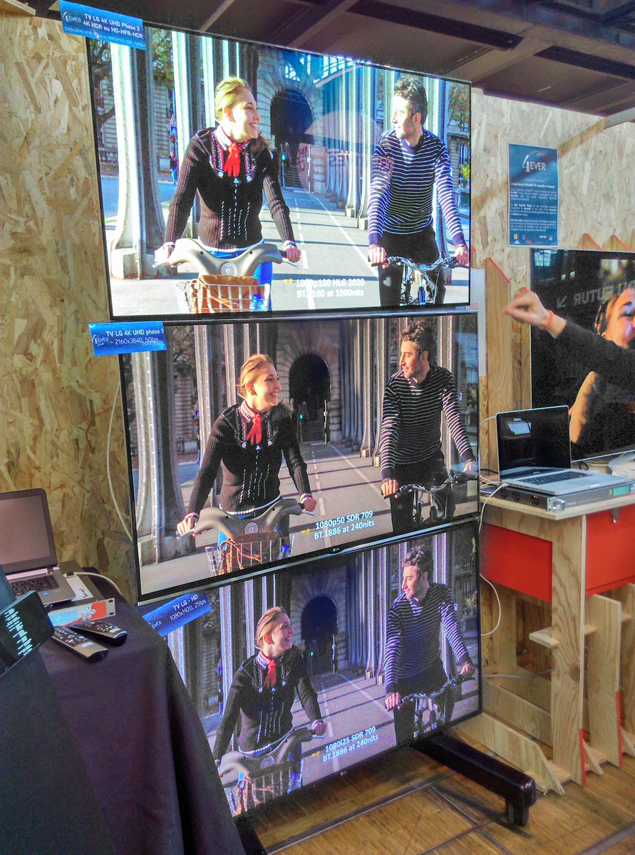 4ever_project's tweet photo. Comparez les différentes phases de l'UHD-TV à #fens2017, stand C22 ! #uhdtv #HDR #hfr https://t.co/VbduTD0d3n