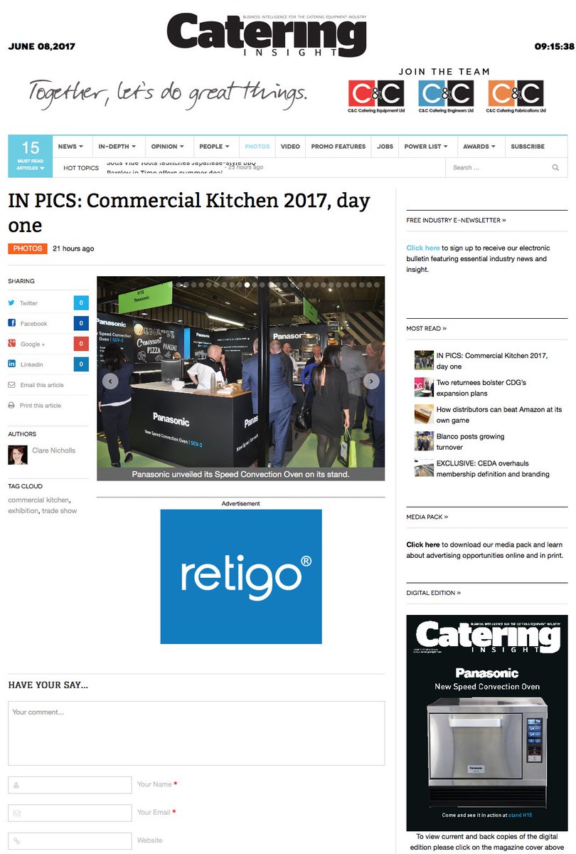 Panasonic_Pro's tweet photo. Did you enjoy the show?
Some pics from the first day:
https://t.co/n7rCYaDAy7
@comkitchenshow #CommKitch17 https://t.co/VWOQUv3pR0