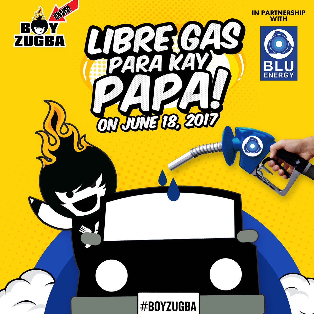 BoyZugbaPH's tweet photo. Libre Gas para kay Papa karong June 18 - #FathersDay! https://t.co/l78PBVKcCR #SwitchToBlu #BoyZugba @myBluEnergy https://t.co/1hKPrznobW