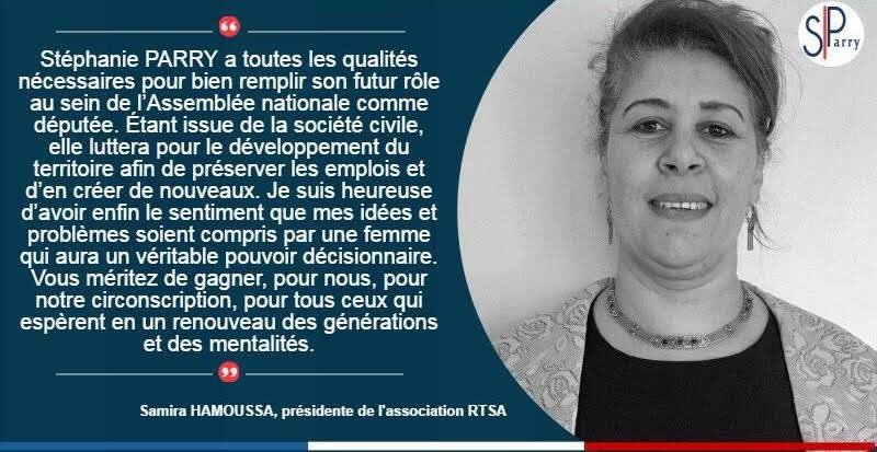 SParry2017's tweet photo. UN JOUR, UN SOUTIEN :

Samira Hamoussa, Présidente de l'association RTSA (Relais pour le Travail, le Savoir-faire et l'Accompagnement) https://t.co/9StOPjs6WL